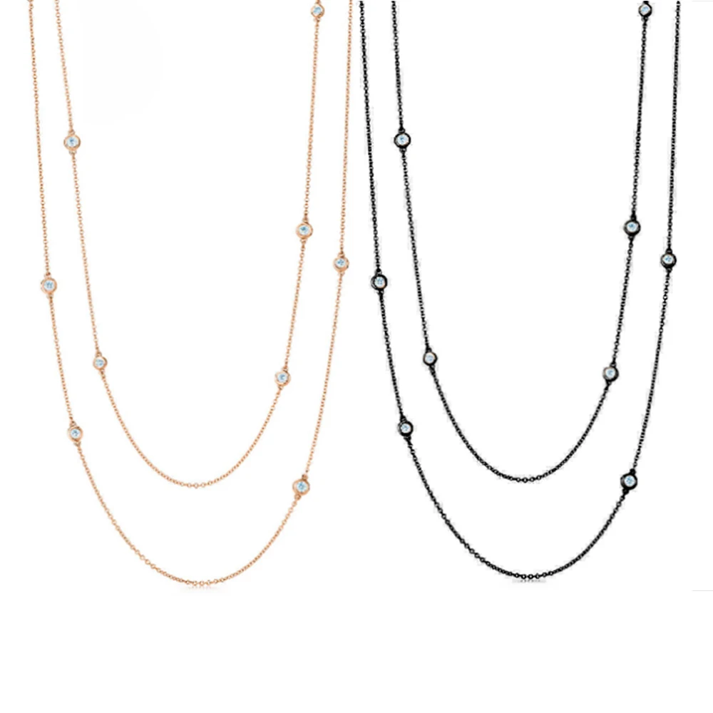 

Kaliyah 100% 925 1:1 Brand New Genuine Silver Paste Rose Gold Black Choose Zircon Charm Colar From Women