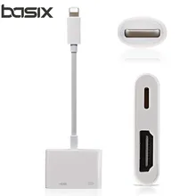 BASIX Lighting To HDMI кабель для IPhone к HDMI аудио ТВ AV Кабель-адаптер+ USB кабель для Iphone 5S 6 6s 7 7 штекер Ipad IPod