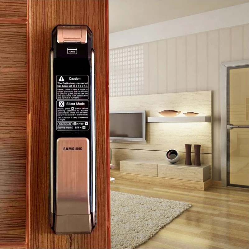 

SHS-P718 Fingerprint Digital Door Lock / Push Pull Door Lock gold color samsung intelligent lock for home use