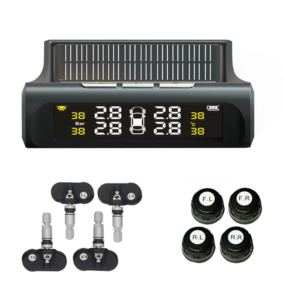 

Smart Car TPMS Tire Pressure Monitoring System Solar Power Digital LCD Display Auto Security Alarm Systems Tire Pressure