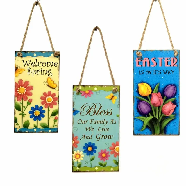 Welcome Spring Sign Hanging Plaque Easter Day Flower Butterfly Door Hanger Wall Decorations Wooden Novelty Welcome Spring Sign Hanging Plaque Easter Day Flower Butterfly Door Hanger Wall Decorations Wooden Novelty