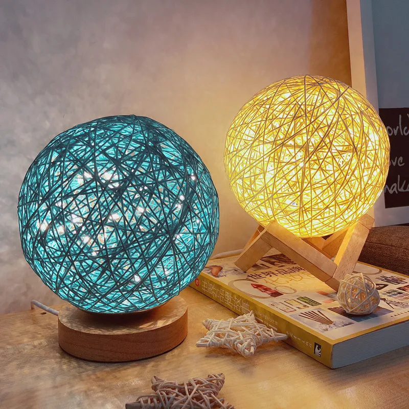 

15CM LED Night Light Romantic Moon Luna Night Light Rattan Ball Lamp USB Charging Lighting Home Decor Creative Desk Lamp