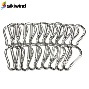 

20Pcs Mini Silver Aluminum Spring Carabiner Snap Hook Keychain EDC Survival Outdoor Camping Tools size 45*21*5mm Z65