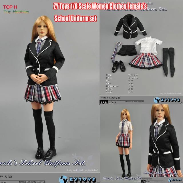 ZY Toys 1/6 Scale Women Clothes Female's School Uniform set Fit 12