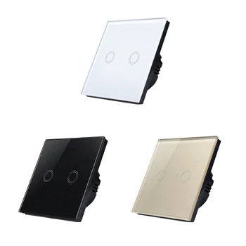 

EU Standard Wall Light Bulb Touch Switch, 2 Gang On/Off Touch Screen Wall Switch 170-240V, Smart House Electric Device Switches
