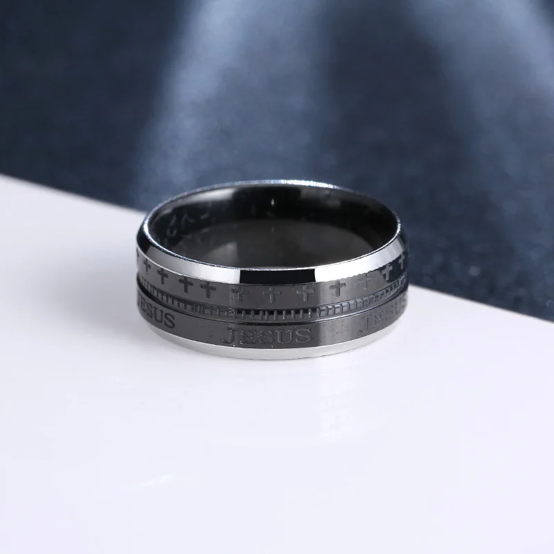 CACANA Stainless Steel Rings For Women Men Black Jesus Engagement Fashion Jewelry Rings For Male Party Wedding