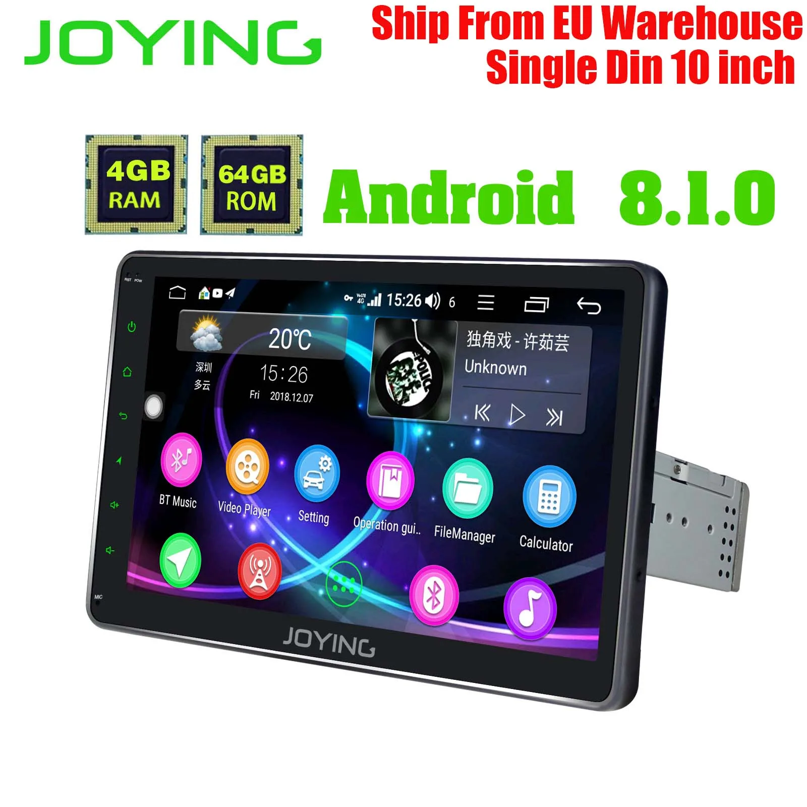 

JOYING 4GB+64GB Octa Core Head Unit Android8.1 Universal Car Radio Stereo Multimedia Player Built-in 4G Module DSP Carplay Zlink