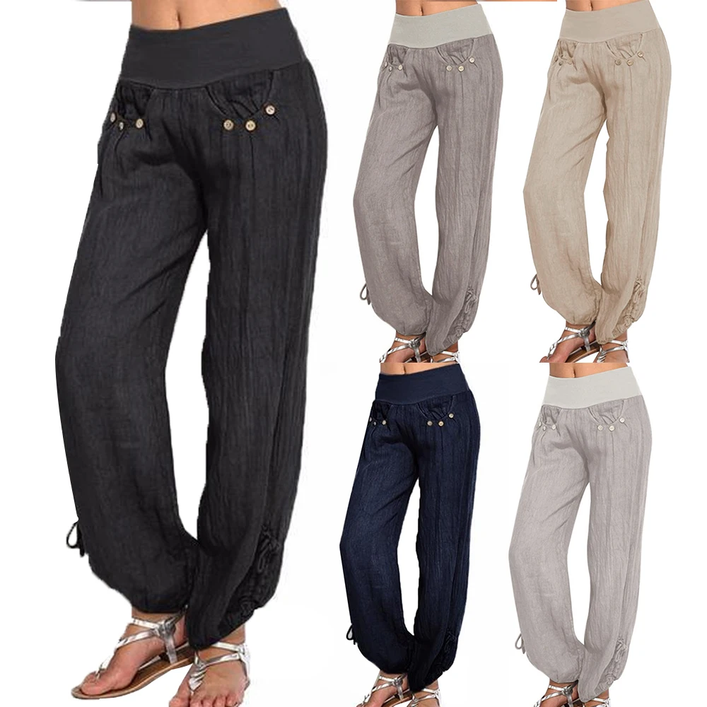 

Laamei Plus Size Women Loose Harem Pants Casual Solid Color Pants Casual High Waist Trousers for women pantalon femme
