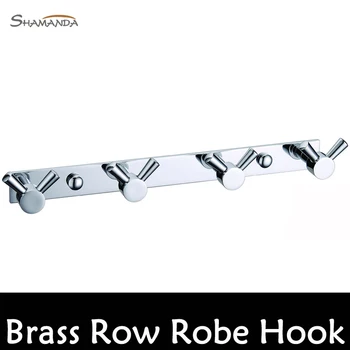 

Free Shipping Solid Brass Chrome Finished Row Robe Hook,Clothes Hook,Bathroom Hardware,Bathroom Accessories Robe Hooks 56003-4