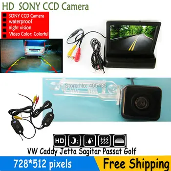 

wireless SONY CCD HD Car RearView Camera With mirror Monitor For VVW GOLF PASSAT TOURAN CADDY SUPERB /T5 TRANSPORTER/MULTIVAN T5