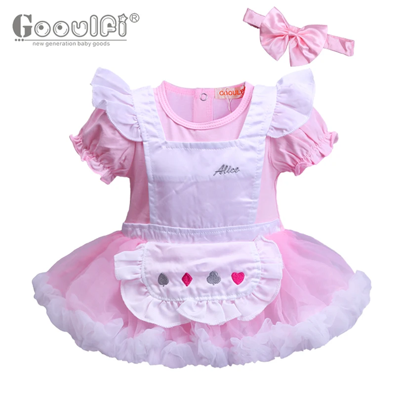 

Gooulfi Baby Girl Summer Clothes Cotton Summer Dress Cute Lolita Style O-Neck Baby Dress Solid Birthday Outfit Ball Gown Girls