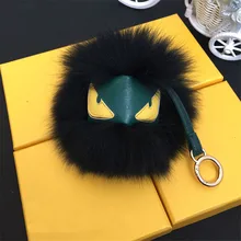 Little Monster Fur Pendant Fashion 15cm Real Fox Fur Pompom Keychain Car Colorful Keyring Cute Ball