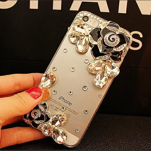 

For Oneplus 6 3 3T 5 5T 7 One plus 3 5 6 6T 7 Pro Crystal phone cases Rose flower Diamond cover Rhinestone Case