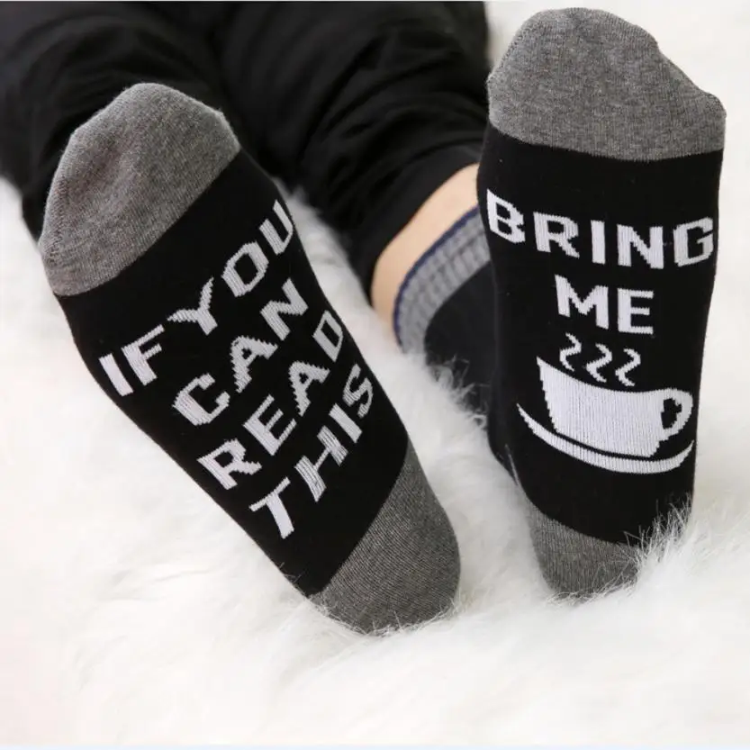 Women Men Casual Letters Printing Socks Creative Kntting Socks Novel
