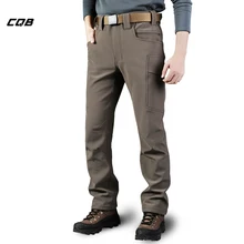 CQB зимние треккинговые мужские Софтшелл брюки толстые водоотталкивающие устойчивые к царапинам эластичные брюки уличные походные брюки