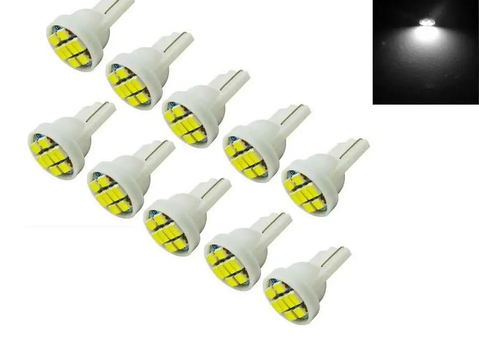 

10Pcs LED 8-SMD T10 3020 W5W 194 3W 6500K Car Lamp White LED Light (DC 12V)