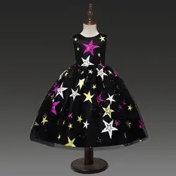 U-SWEAR, Новое поступление 2019 года, Платья с цветочным узором для девочек бальное платье без рукавов с круглым вырезом и вышивкой в виде звезд