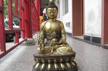 

21 Tibet Buddhism Bronze Copper Gild Sakyamuni Tathagata Amitabha Buddha Statue