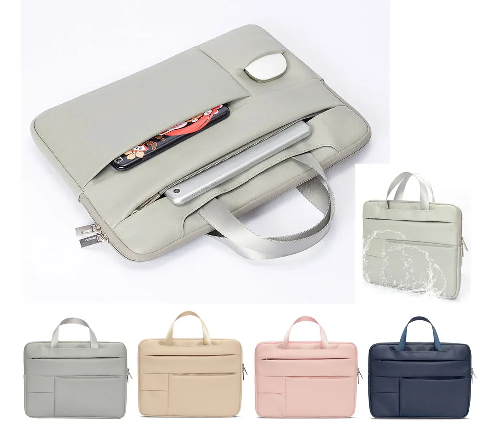 Laptop Handle Bag Notebook Handbag Cover Faux PU Leather Waterproof 13141515.6 PC Tote Pouch Case For Macbook Air Pro Lenovo