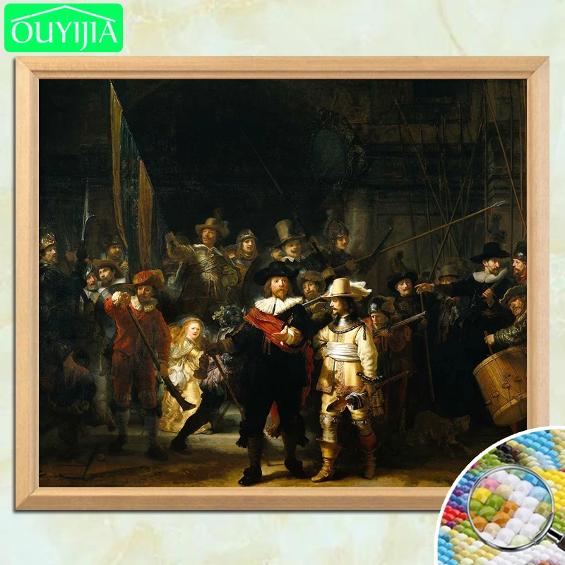 Картина ночные часы Rembrandt картина из страз 5D сделай сам квадратная вышивка