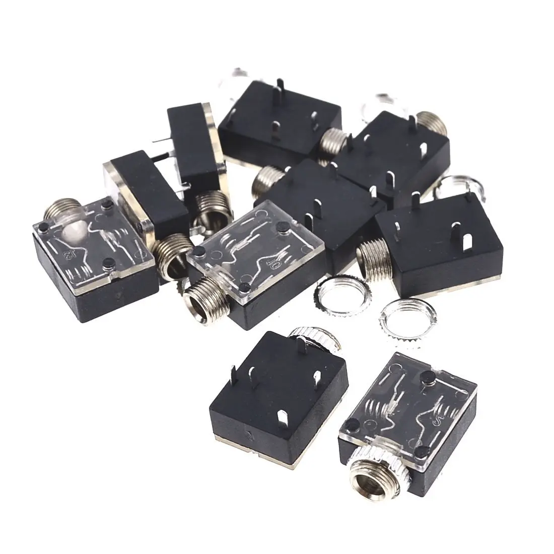 

Brand New 10 Pcs Plastic PCB Mount 5-Pin Stereo 3.5mm Socket Audio Connector