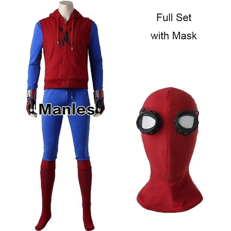 Spider-Man Homecoming Cosplay Costume Superhero Spider Man Jumpsuit Halloween Clothes Adult Men Outfit Spiderman Carnival Suit - Цвет: full set