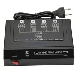4 способа 1 в 4 из 3 RCA Видео Аудио AMP сплиттер усилителя HDTV DVD VCD 4 порта