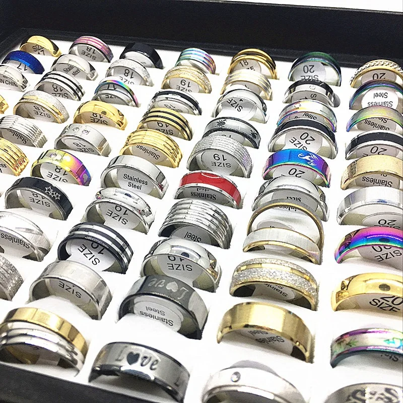 Wholesale lots 100PCs mixed styles men's women's new stainless steel