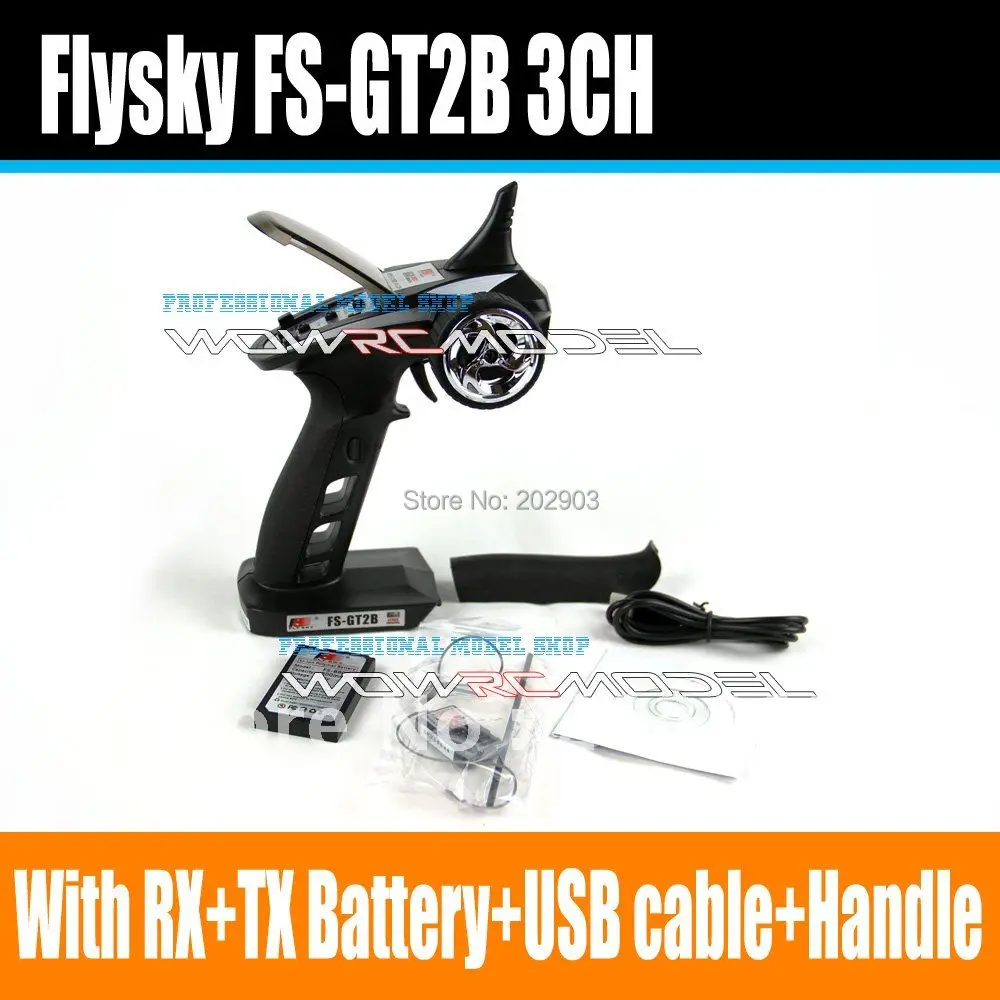 

Flysky Newest FS-GT2B FS GT2B 2.4G 3CH Gun RC Controller /w receiver, TX battery, USB cable, handle --Upgraded FS-GT2 GT2