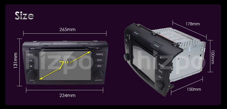 Clearance 7 "Double 2 Din Car DVD Player AutoRadio for Mazda 3 2004-2009 Head Unit with GPS Bluetooth, USB, CD, 3G Navigation Free Camera 25