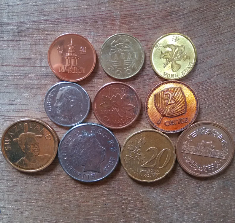 10 Pcs/set 10 Countries 10 COINS British American Korea Japan Canada Coins Collection Home Decoration
