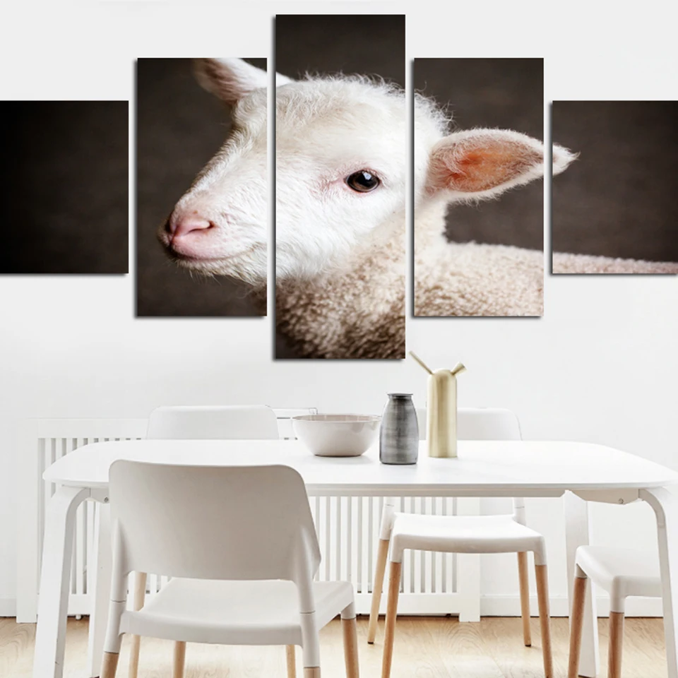 

Home Decor Canvas Painting Animal HD Prints 5 Pieces Sheep Wall Art Modular Bedside Background Pictures Creative Artwork Poster
