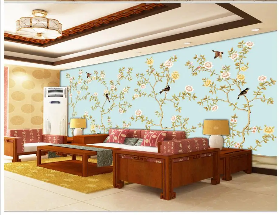 3dcustomizedwallpaperBeautifulflowerbirdsclassicwallpaperfor