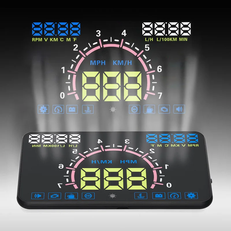 Авто HUD 5,5 ''дисплей головы вверх автомобильный проектор скорости OBD2 II EUOBD Предупреждение лобовое стекло будильник с прожектором системы