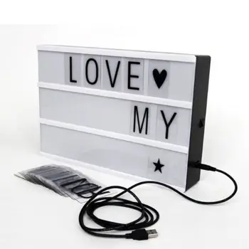 

LED Light Box DIY Black Letters Cards Combination Night Lamp Room Decor A4 Size USB Powered Battery