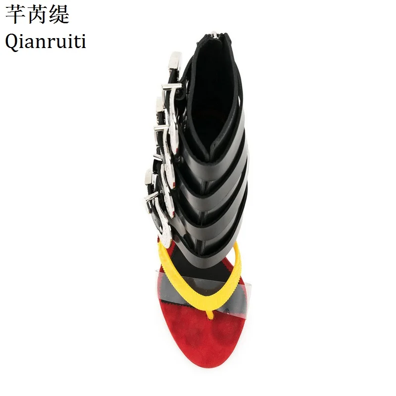 Qianruiti Rome Style Buckle Strap Women High Heels Sandals Summer Open Toe Women Gladiator Shoes Sexy Thin Heels Women Pumps
