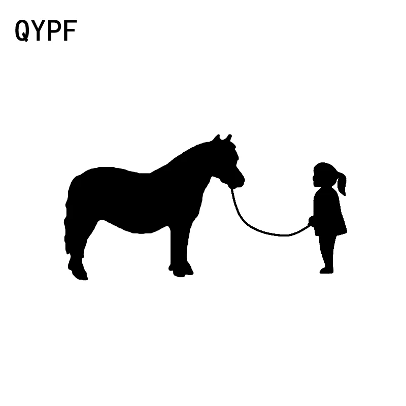 QYPF 17 5 см * 9 забавная девочка прогулки Мини лошадь автомобиля наклейка Черный