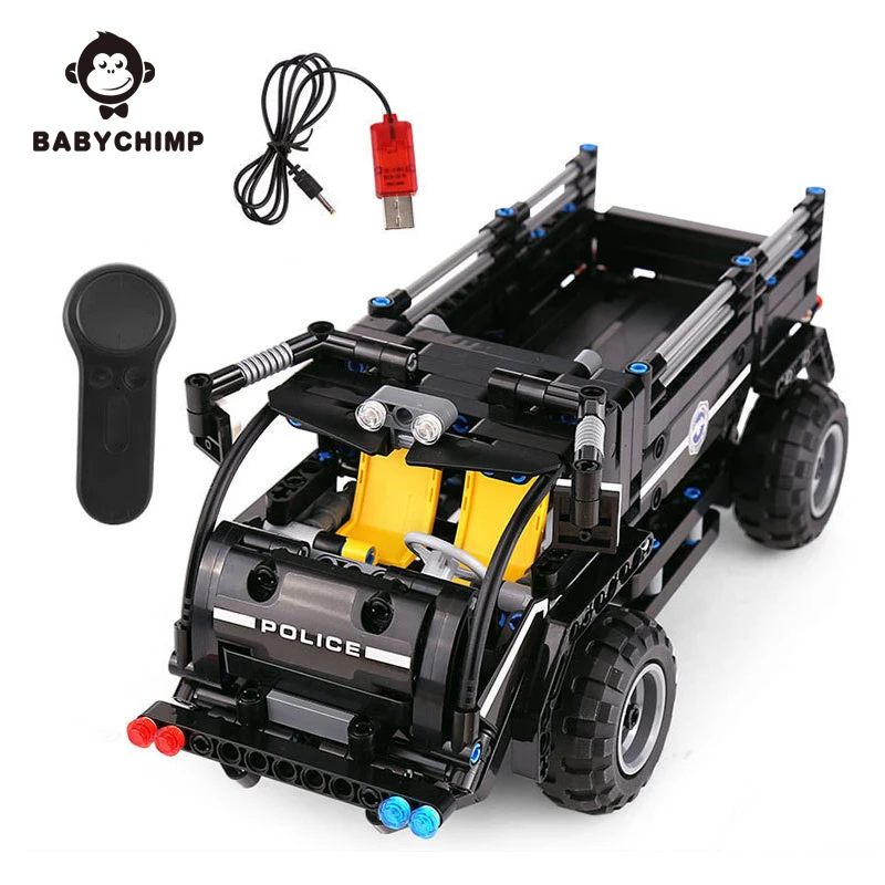 

City SWAT Series Remote Control RC Police Truck Building Blocks Bricks Patrol Car DIY Assemble Toy For Kid Christmas Gift