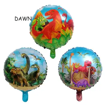 

10pcs/lot 18inch Round Dinosaur foil balloons birthday party decoration balloon Jurassic dinosaur park ball kids toy baby shower