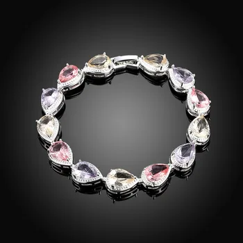 

Luxury Water Drop Cubic Zirconia Crystal Silver Bracelets For Woman Fashion Bangle Bracelets Accessory