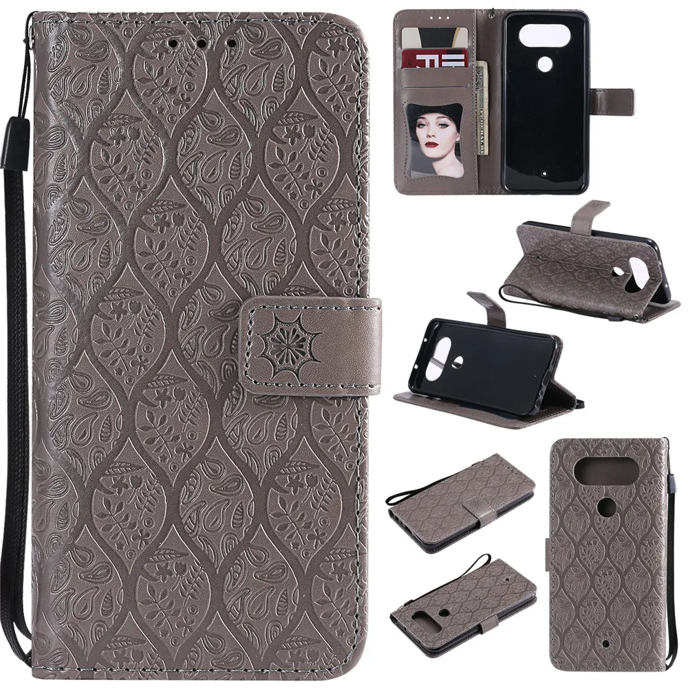

3D Embossed Rattan Flowers Flip Case For LG V20 Mini PU Leather Silicone Luxury Wallet Holster Cover For LG V20 Mini Case