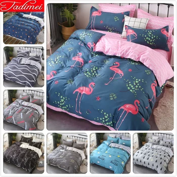 

Tropic Flamingo Pattern Double Side Quilt Comforter Duvet Cover 3/4 pcs Bedding Set Adult Child Bed Linen Single Queen King Size