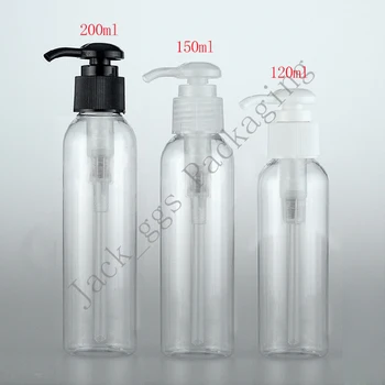 

120/150/200ml lotion pump transparent plastic shampoo bottles,spray dispenser bottle amber PET container for cosmetic packaging