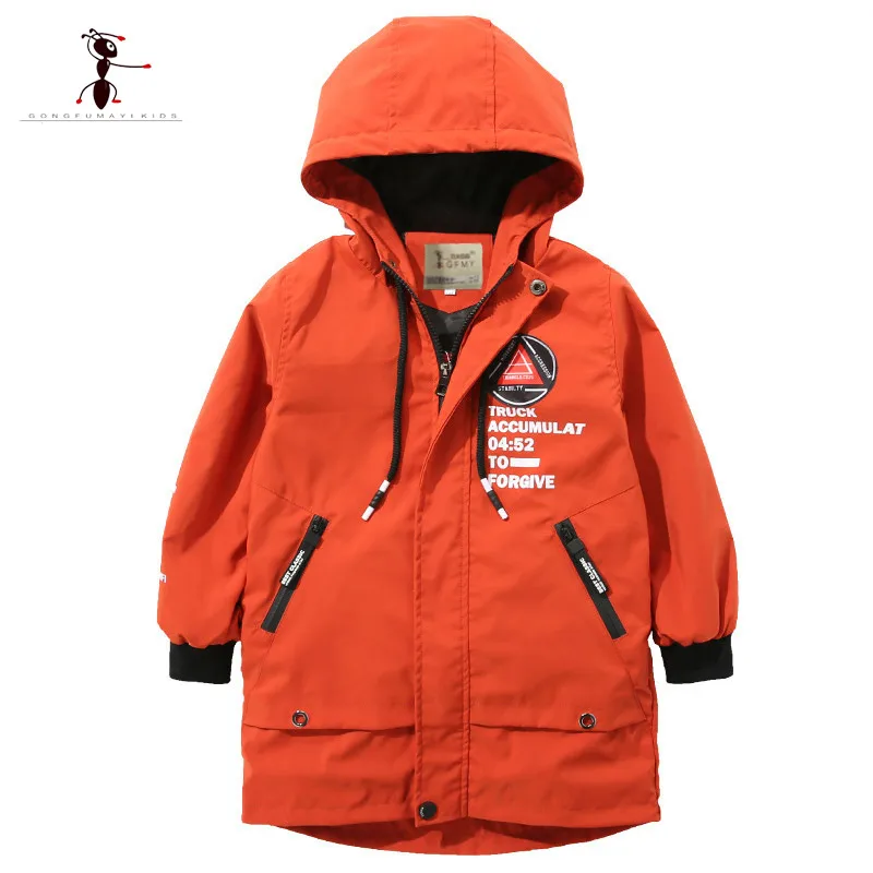 

2018 Autumn Winter Casual Boys Coats Mid Cardigan Hooded Warm Jacket for Kids Clothes Full Sleeve Print Letter Boys Outerwear
