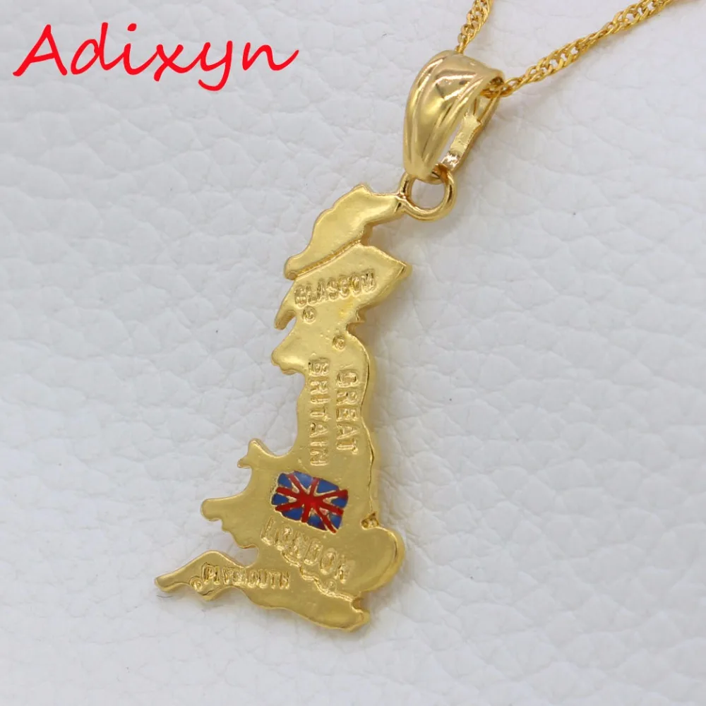 Buy Adixyn Great Britain Map Pendant Necklace Gold