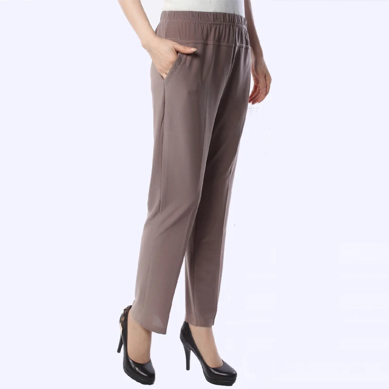 

Summer casual pants women Straight loose High Elastic Waist long ladies trousers Female plus size AVBXCV