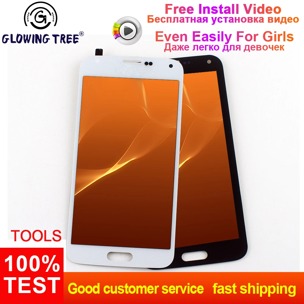 

For Samsung Galaxy S5 G900 G900A G900P G900T G900V G900F LCD Display Module + Touch Screen Digitizer Sensor Assembly