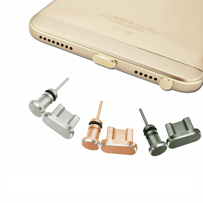 

Metal Micro USB Charging Port + Earphone Port Dust Plug Android Mobile Phone 3.5mm Headset Stopper Retrieve Card Pin