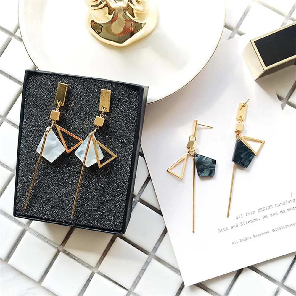 

Simple Personality Geometric Crystal Drop Earrings Long Dangle Earrings for Women Girl Gift Party Wedding Jewelry Female Fashion