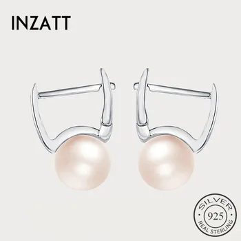 

INZATT Trendy Accessories Pearl Two Colors Hoop Earrings 2018 For Women Wedding Fashion Real 925 Sterling Silver Fine Jewelry